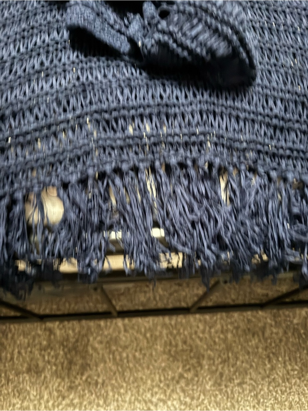 Lane Bryant Deep Navy Fringe Knit Pullover - Picture 2 of 4